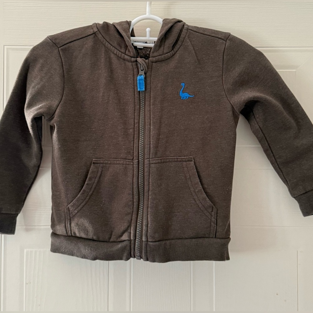 3/10$ George Kids Zip Up Sweater Size 4T Dino style with hood and pockets